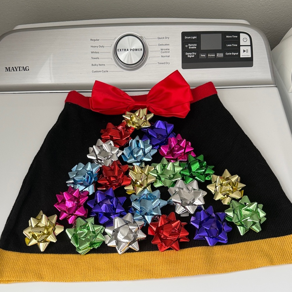 Planet Gold Festive Black Skirt with Colorful Bows